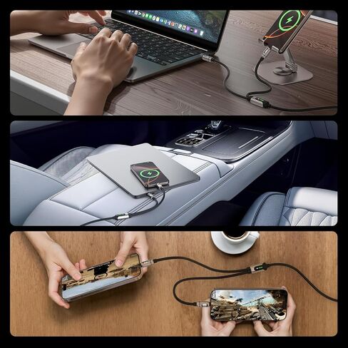 MFish 2-in-1 USB C to USB C Cable, LED Wattage Display, 140W Max, 4 ft in Kuwait