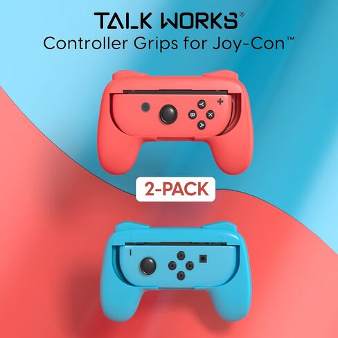 TALK WORKS Comfort Grips for Nintendo Switch Joy-Con - Secure Fit Gaming Controller Grips, Gamer Accessories for Joy-Con, Handheld Joystick Remote Control Holder Joy-Con Kit - Blue/Red Combo (2 Pack) in Saudi Arabia