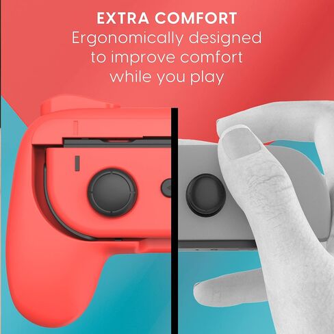 TALK WORKS Comfort Grips for Nintendo Switch Joy-Con - Secure Fit Gaming Controller Grips, Gamer Accessories for Joy-Con, Handheld Joystick Remote Control Holder Joy-Con Kit - Blue/Red Combo (2 Pack) in Saudi Arabia