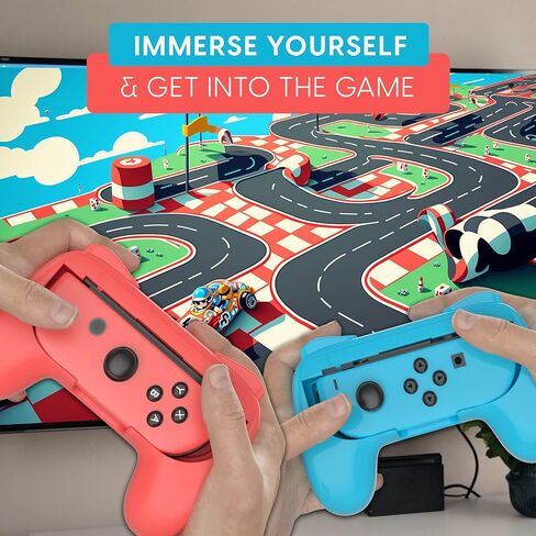 TALK WORKS Comfort Grips for Nintendo Switch Joy-Con - Secure Fit Gaming Controller Grips, Gamer Accessories for Joy-Con, Handheld Joystick Remote Control Holder Joy-Con Kit - Blue/Red Combo (2 Pack) in Saudi Arabia