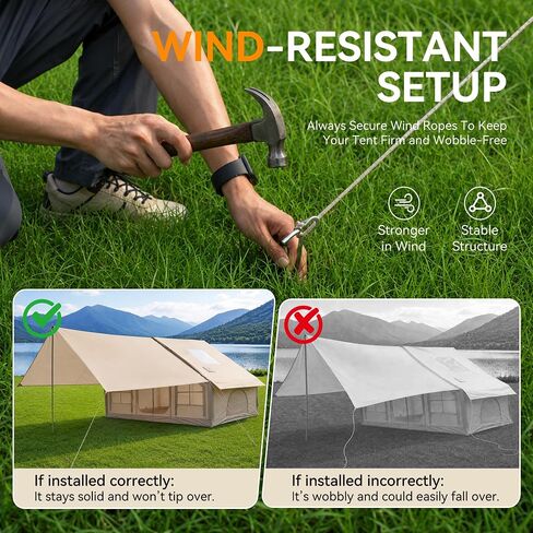 Inflatable Tent with Skylight, Stove Jack & Awning，Inflatable hot Tent in Kuwait