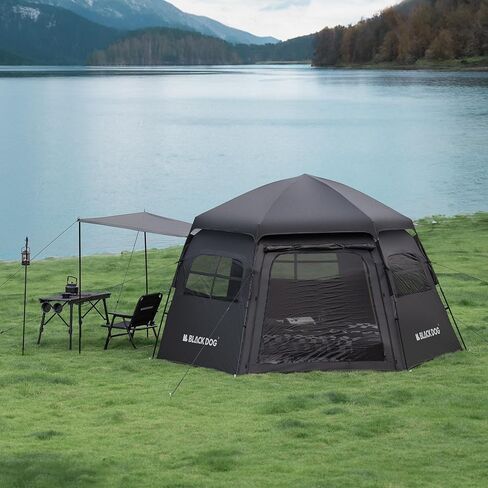 BLACKDOG Blackout Hexagon Camping Tent with Rainfly, Instant Cabin Tent in Kuwait