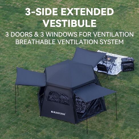BLACKDOG Blackout Hexagon Camping Tent with Rainfly, Instant Cabin Tent in Kuwait