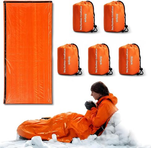 5-Pack Emergency Sleeping Bag, Waterproof Thermal Bivy for Camping in Saudi Arabia