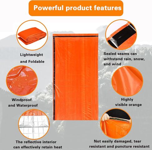 5-Pack Emergency Sleeping Bag, Waterproof Thermal Bivy for Camping in Saudi Arabia