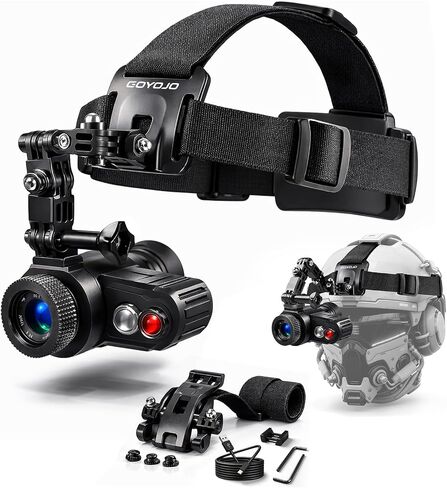 Head-Mounted Night Vision Monocular Goggles with Elastic Head Strap, Default 7X Magnification, Digital Infrared NVG Equipment 1148FT Range with 1.54in HD Screen, Rechargeable for Ghost Hunting Camping in Kuwait