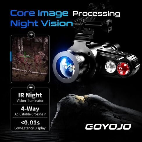 Head-Mounted Night Vision Monocular Goggles with Elastic Head Strap, Default 7X Magnification, Digital Infrared NVG Equipment 1148FT Range with 1.54in HD Screen, Rechargeable for Ghost Hunting Camping in Kuwait