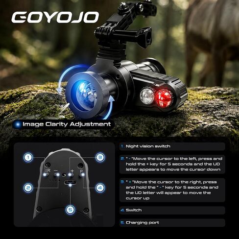 Head-Mounted Night Vision Monocular Goggles with Elastic Head Strap, Default 7X Magnification, Digital Infrared NVG Equipment 1148FT Range with 1.54in HD Screen, Rechargeable for Ghost Hunting Camping in Kuwait