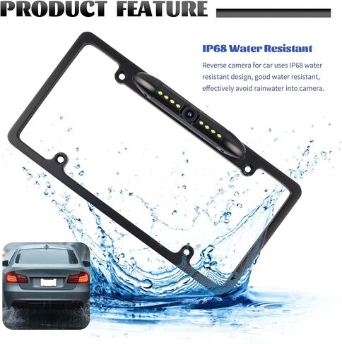License Plate Backup Camera,170° Wide Angle License Plate Camera with LED HD Night Vision Design,Water Resistant Back up Cameras for Cars for US Licenses Plates,Cars,SUVs in Kuwait