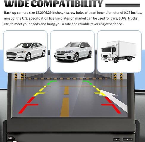 License Plate Backup Camera,170° Wide Angle License Plate Camera with LED HD Night Vision Design,Water Resistant Back up Cameras for Cars for US Licenses Plates,Cars,SUVs in Kuwait