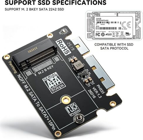NGFF M.2 B Key SSD 2242 to SATA3.0 Adapter Board for PC/Cash Registers in Kuwait