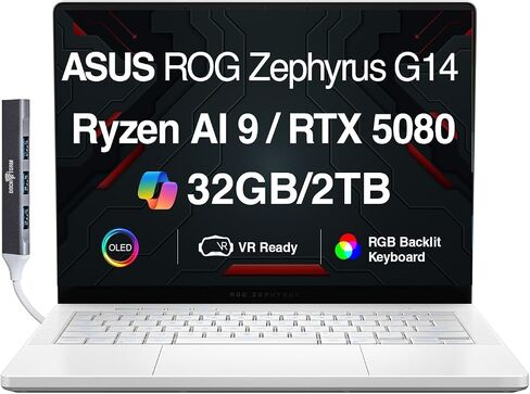ASUS ROG Zephyrus G14 AI Gaming Laptop 14.0" 120Hz OLED 2.8K Display in Saudi Arabia
