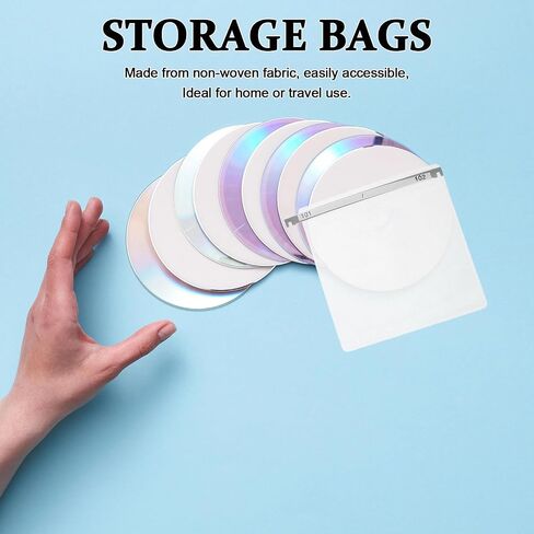 TEHAUX 12pcs Non-Woven DVD Storage Bags CD Sleeves Scratch-Resistant Portable Disc Cases Organizer for Home and Travel Use in Kuwait