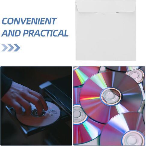 50pcs White Paper CD Sleeves Lightweight CD DVD Envelopes with Wide Compatibility Simple Design for Media Storage and Protection in Kuwait