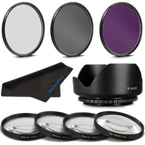 58MM Professional Macro & Lighting Filter Kit for Olympus M.Zuiko Digital ED 40-150mm 1:4-5.6 R, 58 mm CPL + UV + FLD + 4 Piece Close Up Kit & 58 mm Lens Hood, 58mm Filter Bundle in Saudi Arabia