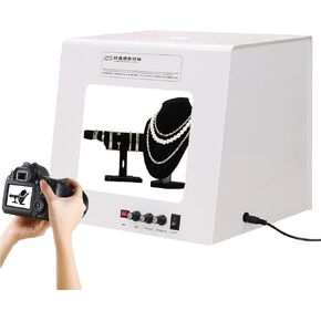 2 Lighting Modes Light Box & Soft Box, 3000K-5500K Color Temp, 5 Color Photography Backdrops Photo Box with Electric Rotating Platform, for Jewelry and Product Photography in Kuwait