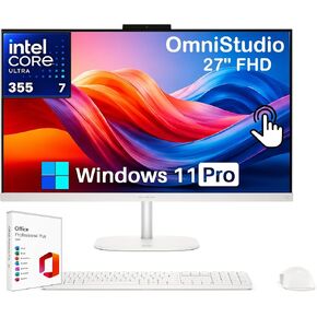 HP OmniStudio 27'' FHD All-in-One Desktop Computer, 16 GB DDR5, 1 TB SSD, Intel Core Ultra 7 355, 49 NPU Tops, 27" FHD IPS Touchscreen, Copilot AI PC, Wi-Fi 7, Wireless KB & Mouse, Windows 11 Pro in Kuwait