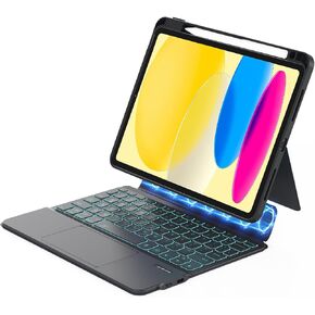 حافظة iPad من الجيل التاسع مع لوحة مفاتيح قابلة للفصل، غطاء حماية متين، لوحة تتبع متعددة اللمس، حامل أقلام، حامل رأسي، لوحة مفاتيح بإضاءة خلفية لجهاز 10.2 iPad 7 8 9 Gen، Pro 10.5 بوصة، Air3 (أسود) in Kuwait