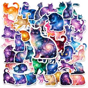 50Pcs Fantasy Starry Sky Cat Stickers Pack, Waterproof Vinyl Graffiti Kitty Stickers for Water Bottles Laptop Journaling Kindle Skateboard Guitar Computer in Kuwait