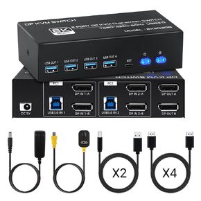 DisplayPort KVM Switch 2 Monitors 2 Computers, USB 3.0 8K@60Hz Dual Monitor in Saudi Arabia