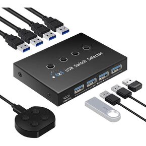 USB 3.0 Switch 4 Computers 4 Ports, USB Switcher Selector Share 4 USB Devices, 5Gbps, Desktop Controller + Button Switch, for Keyboard Mouse Printer HDD, Mac Windows Linux in Kuwait