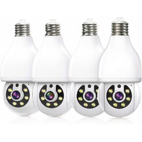 NoahTec 2K Lightbulb Security Camera 5G&2.4G WiFi كاميرات أمنية لاسلكية في الهواء الطلق داخلي، كاميرات لمبة 360 درجة لأمن المنزل خارج الداخل، كشف الحركة، رؤية ليلية ملونة 4 حزم in Kuwait