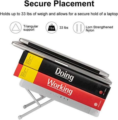 Portable Adjustable Egonomic Laptop Stand Holder for Desk, Aluminum Ventilated Notebook Riser for MacBook Air Pro, More 10-15.6 inches Tablet PC (Silver) in Kuwait