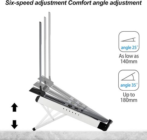 Portable Adjustable Egonomic Laptop Stand Holder for Desk, Aluminum Ventilated Notebook Riser for MacBook Air Pro, More 10-15.6 inches Tablet PC (Silver) in Kuwait