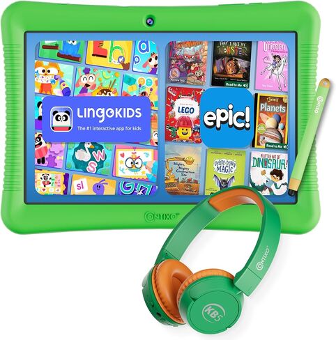 Contixo K102 10" Kids Tablet Bundle - Wireless Kids Headphones, 32GB, Learning Educational Apps, Parental Controls, Dual Cameras, Shockproof Case with Kickstand & Stylus, Ages 3-7 - Pink in Kuwait