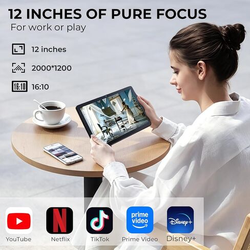 12 Inch Android 16 Tablet with Keyboard, for Adults, Business, Gray in Saudi Arabia
