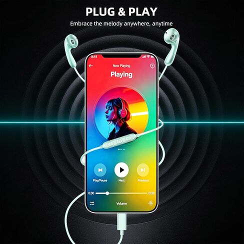 Jelanry USB-C Wired Earbuds Semi-in Ear Headphones with Microphone - Mint in Kuwait