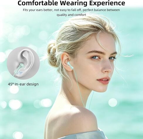 Jelanry USB-C Wired Earbuds Semi-in Ear Headphones with Microphone - Mint in Kuwait