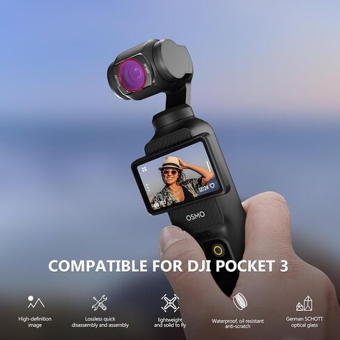 STARTRC NDPL Filters Set for DJI Osmo Pocket 4/3 Creator Combo Accessories - 4 Pack ND/PL16,ND/PL 32,ND/PL 64,ND/PL256(Magnetic)(Aluminum Version) in Saudi Arabia