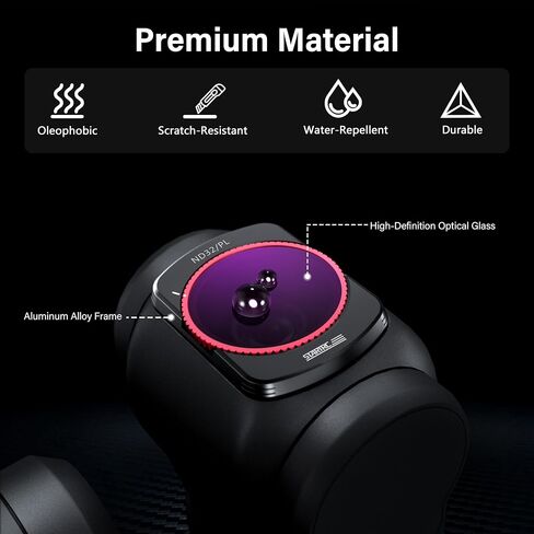 STARTRC NDPL Filters Set for DJI Osmo Pocket 4/3 Creator Combo Accessories - 4 Pack ND/PL16,ND/PL 32,ND/PL 64,ND/PL256(Magnetic)(Aluminum Version) in Saudi Arabia