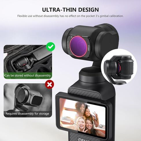 STARTRC NDPL Filters Set for DJI Osmo Pocket 4/3 Creator Combo Accessories - 4 Pack ND/PL16,ND/PL 32,ND/PL 64,ND/PL256(Magnetic)(Aluminum Version) in Saudi Arabia