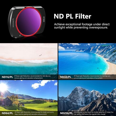 STARTRC NDPL Filters Set for DJI Osmo Pocket 4/3 Creator Combo Accessories - 4 Pack ND/PL16,ND/PL 32,ND/PL 64,ND/PL256(Magnetic)(Aluminum Version) in Saudi Arabia