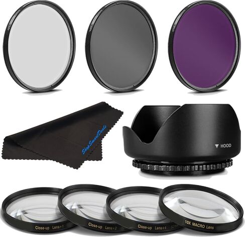 58MM Professional Macro & Lighting Filter Kit for Olympus M.Zuiko Digital ED 40-150mm 1:4-5.6 R, 58 mm CPL + UV + FLD + 4 Piece Close Up Kit & 58 mm Lens Hood, 58mm Filter Bundle in Saudi Arabia