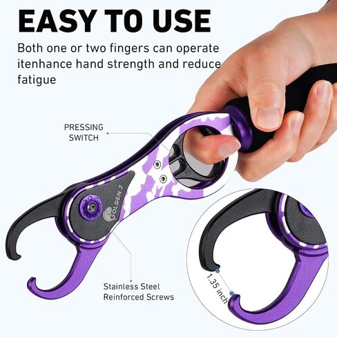 Golden J Fish Lip Gripper & Multi-Function Fishing Pliers Set - High-Strength Aluminum & Stainless Steel, Hook Remover, Split Ring Pliers, Line Cutter, Ideal for Ice, Surf, Lure Fishing in Kuwait