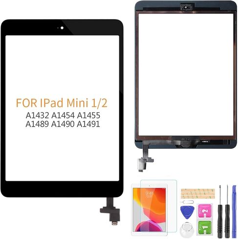 A-MIND Screen Replacement For IPad Mini 1 A1432 A1454 A1455/IPad Mini 2 A1489 A1490 A1491 Touch Digitizer Parts, Include IC Chip,Home Button,Cameral Holder,with Screen Protector+Repair Tools (Black) in Saudi Arabia