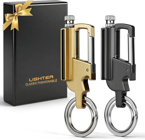 x-lighter 2 Pack of Permanent Match Lighter, Waterproof Metal Keychain Maches Lighters Built-in Bottle Opener, Emergency Fire Starters for Camping, Hiking, Fishing (No Fuel) in Saudi Arabia