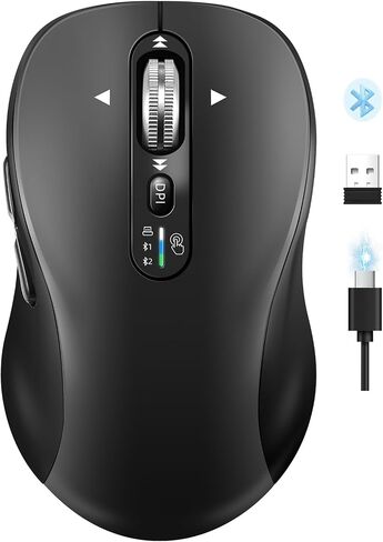 INFINMIND Wireless Bluetooth Mouse,USB+BT×2,Multi Device Ergo Computer Mouses,Metal 4-Way Super wheel,± 3K DPI,9 Buttons,Quiet,Rechargeable,USB Cordless Mice for Laptop,Tablet,Mac,iPad,PC,Phone (Grey) in Saudi Arabia