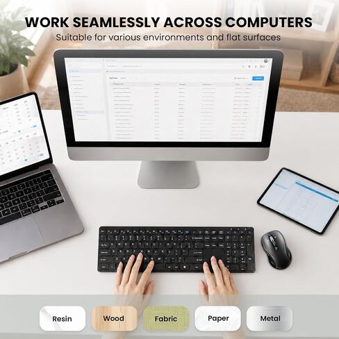 INFINMIND Wireless Bluetooth Mouse,USB+BT×2,Multi Device Ergo Computer Mouses,Metal 4-Way Super wheel,± 3K DPI,9 Buttons,Quiet,Rechargeable,USB Cordless Mice for Laptop,Tablet,Mac,iPad,PC,Phone (Grey) in Saudi Arabia