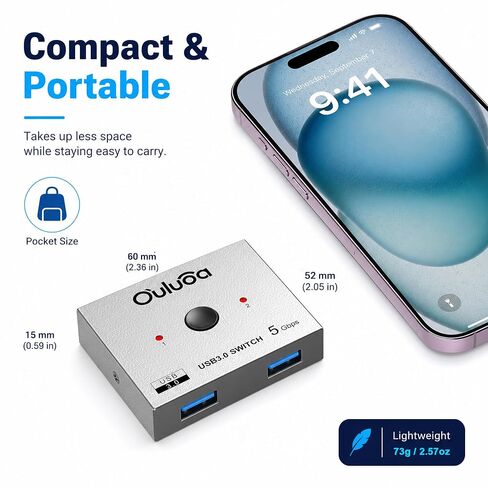USB3.0 ثنائي الاتجاه تقاسم التبديل محدد 2 في 1 خارج و1 في 2 خارج، محول USB 5 جيجابت في الثانية لجهازي كمبيوتر محمول، مشاركة لوحة المفاتيح، الطابعة، الماسح الضوئي، محرك أقراص USB، متوافق مع أنظمة تشغيل متعددة in Kuwait