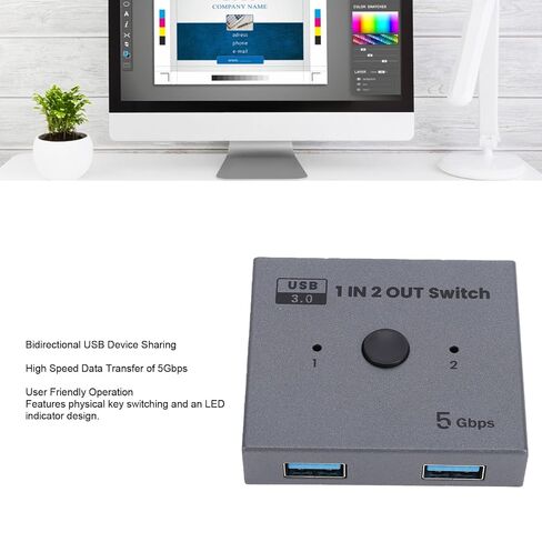 USB 3.0 Switcher for Keyboard Mouse Printer Card Reader, 5Gbps in Kuwait