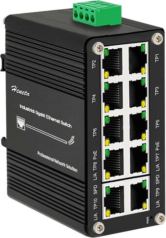 Hardened Industrial Gigabit 10 Ports Ethernet PoE+ Switch 10/100/1000BASE-T, 8-Port 802.3at PoE Up to 240-watt PoE Budget & 2-Port Uplink, DIN-Rail Compact Network Switch with Auto-MDI/MDI-X Function in Kuwait