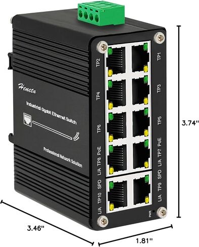Hardened Industrial Gigabit 10 Ports Ethernet PoE+ Switch 10/100/1000BASE-T, 8-Port 802.3at PoE Up to 240-watt PoE Budget & 2-Port Uplink, DIN-Rail Compact Network Switch with Auto-MDI/MDI-X Function in Kuwait