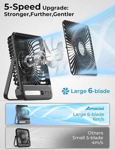 AMACOOL 4-in-1 Portable Rechargeable Travel Fan for Sleeping, Ultra-Thin 8-Inch, 10000mAh Detachable Power Bank with Flashlight, Battery Operated Fan for Camping Tent Outdoor Cruise Essentials 2026 in Kuwait
