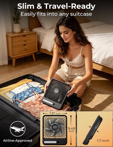 AMACOOL 4-in-1 Portable Rechargeable Travel Fan for Sleeping, Ultra-Thin 8-Inch, 10000mAh Detachable Power Bank with Flashlight, Battery Operated Fan for Camping Tent Outdoor Cruise Essentials 2026 in Kuwait