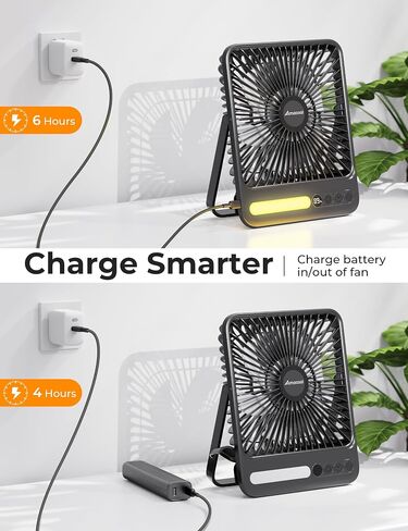 AMACOOL 4-in-1 Portable Rechargeable Travel Fan for Sleeping, Ultra-Thin 8-Inch, 10000mAh Detachable Power Bank with Flashlight, Battery Operated Fan for Camping Tent Outdoor Cruise Essentials 2026 in Kuwait