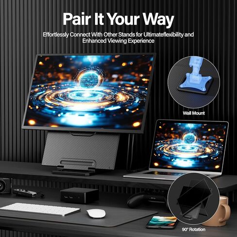 Setclod 23.8" Large Portable Monitor, 1080P FHD 100Hz Laptop Screen Extender, IPS 125% sRGB, Extra USB Hub for Office Gaming with Detachable Stand, Travel Monitor for Window, MAC, Xbox, Switch in Kuwait